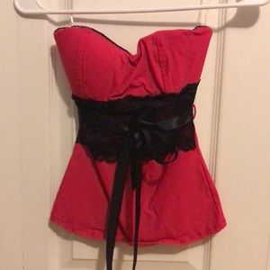 Super cute pink and black strapless top